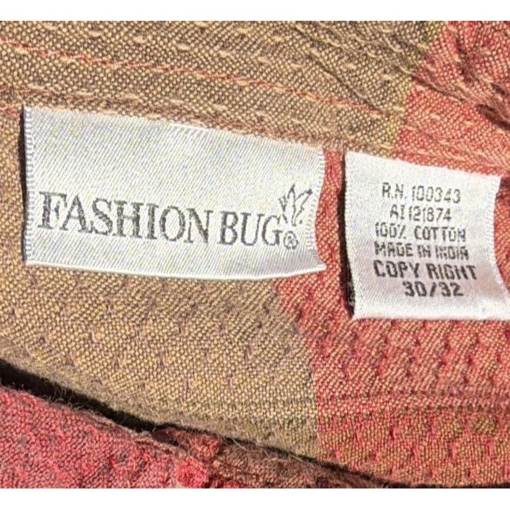 VTG Fashion Bug Plaid Cotton Shirt 30/32 Womens Plus 4X Goblincore Fall Layer - Picture 6 of 7